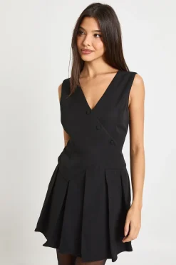 Combinaison-Short Plissée Style Gilet