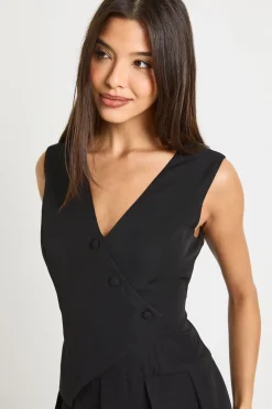 Combinaison-Short Plissée Style Gilet