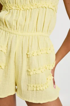 Combinaison Short Texturée À Détails Froncés