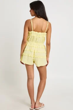 Combinaison Short Texturée À Détails Froncés