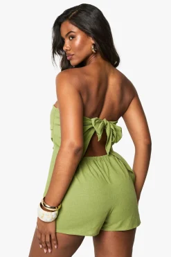 boohoo Combinaison skort bandeau froncé en lin<Femme Combinaisons Et Combishorts