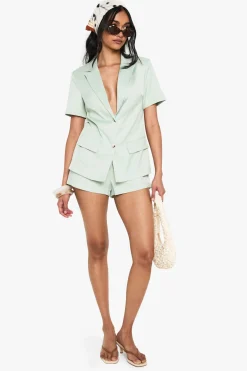 boohoo Combinaison structurée ajustée à manches courtes<Femme Tailleurs|Combinaisons Et Combishorts