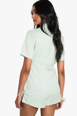 boohoo Combinaison structurée ajustée à manches courtes<Femme Tailleurs|Combinaisons Et Combishorts