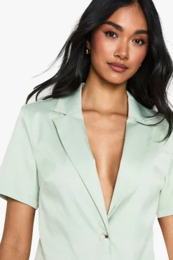 boohoo Combinaison structurée ajustée à manches courtes<Femme Tailleurs|Combinaisons Et Combishorts