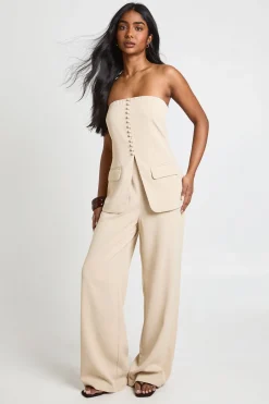 Combinaison Tailleur Bandeau à Jambes Larges