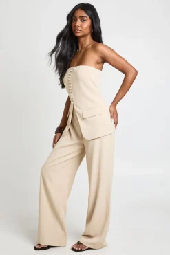 Combinaison Tailleur Bandeau à Jambes Larges