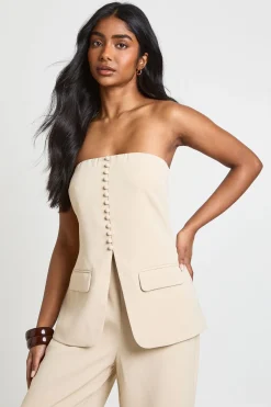 Combinaison Tailleur Bandeau à Jambes Larges