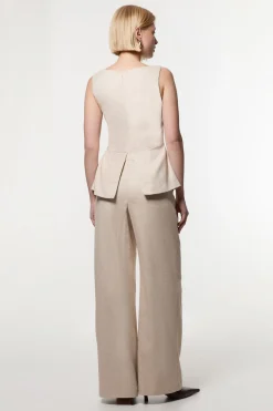 Combinaison tailleur à motif chevrons et jambes larges