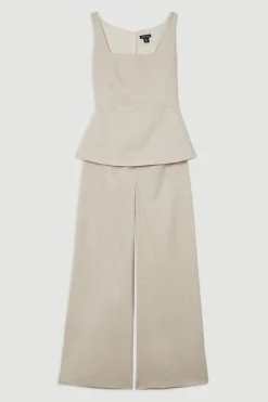 Combinaison tailleur à motif chevrons et jambes larges