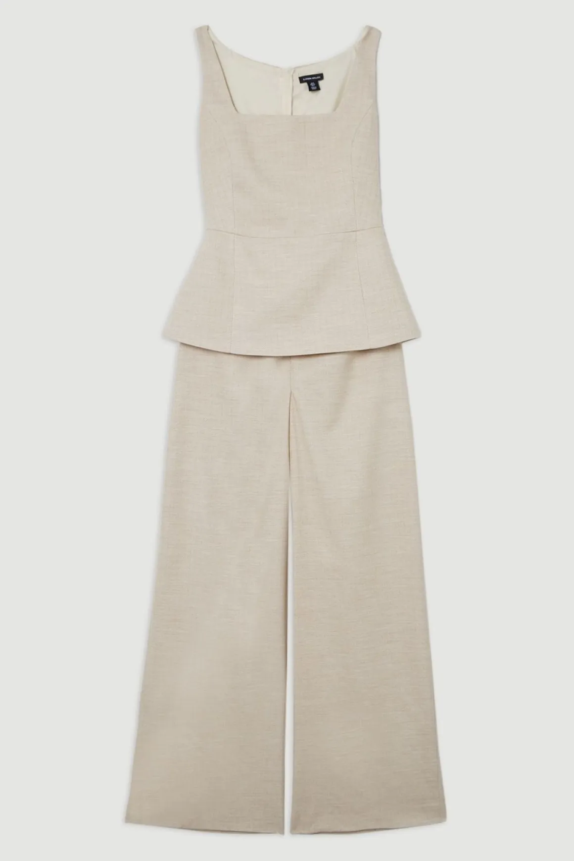 Combinaison tailleur à motif chevrons et jambes larges