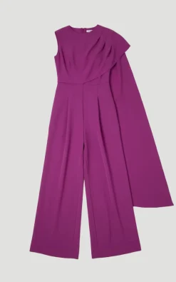 Combinaison Tall à Jambes Larges avec Cape Drapée Ajustée