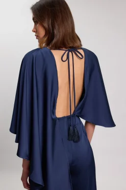 KarenMillen Combinaison Tissée En Crêpe Dos Satiné Avec Détail Cape<Femme Satin Et Dentelle|Combinaisons Et Combishorts