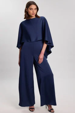 KarenMillen Combinaison Tissée En Crêpe Dos Satiné Avec Détail Cape<Femme Satin Et Dentelle|Combinaisons Et Combishorts