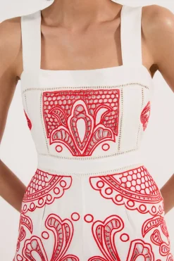 Combinaison Tissée à Jambes Larges avec Broderie Ajourée