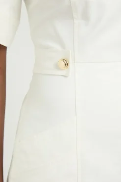 Combi-short Ajustée En Lin Avec Détails De Boutons Dorés