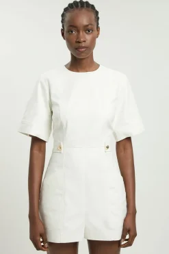 KarenMillen Combi-short Ajustée En Lin Avec Détails Boutons Dorés - Petite<Femme Tailleurs|Combinaisons Et Combishorts