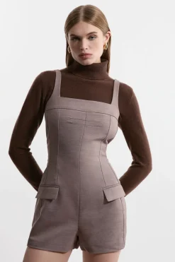 Combi-short Ajustée En Mélange De Laine