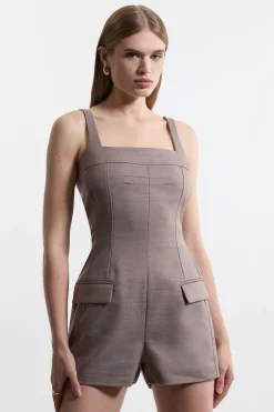 Combi-short Ajustée En Mélange De Laine