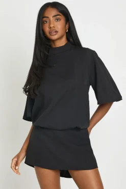 Combi-short Boxy Col Montant Avec Épaulettes