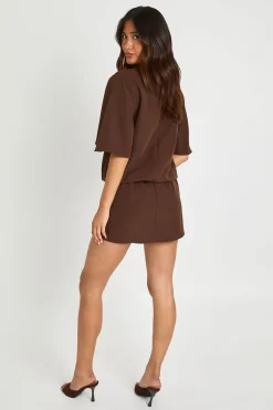 boohoo Combi-short Boxy Col Montant Avec Épaulettes<Femme Tailleurs|Combinaisons Et Combishorts