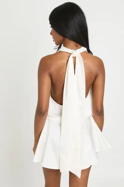 Combi-short Courte Évasée En Satin À Col Bénitier