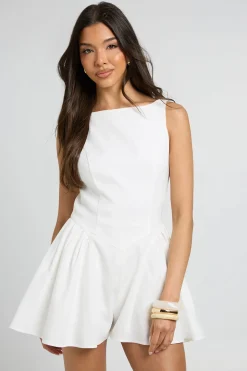 Combi-short Courte Évasée À Structure Tissée