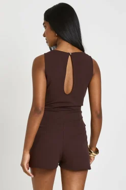 Combi-short Encolure Bateau Détail Taille Boucle Dorée