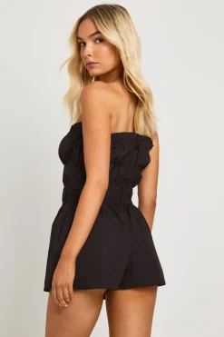 Combishort froncé en popeline de coton