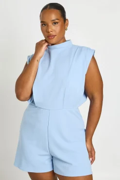 Combi-short Grande Taille Ajustée Avec Détail Plissé