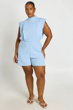 Combi-short Grande Taille Ajustée Avec Détail Plissé