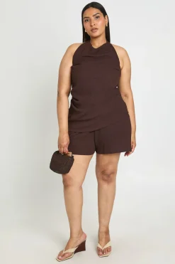 Combi-short Grande Taille Col Licou Dos Nu À Jambes Évasées