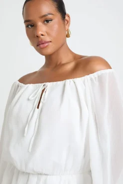 boohoo Combi-short Grande Taille En Mousseline Avec Encolure Bardot Et Nœud Devant À Manches Bouffantes<Femme Combinaisons Et Combishorts
