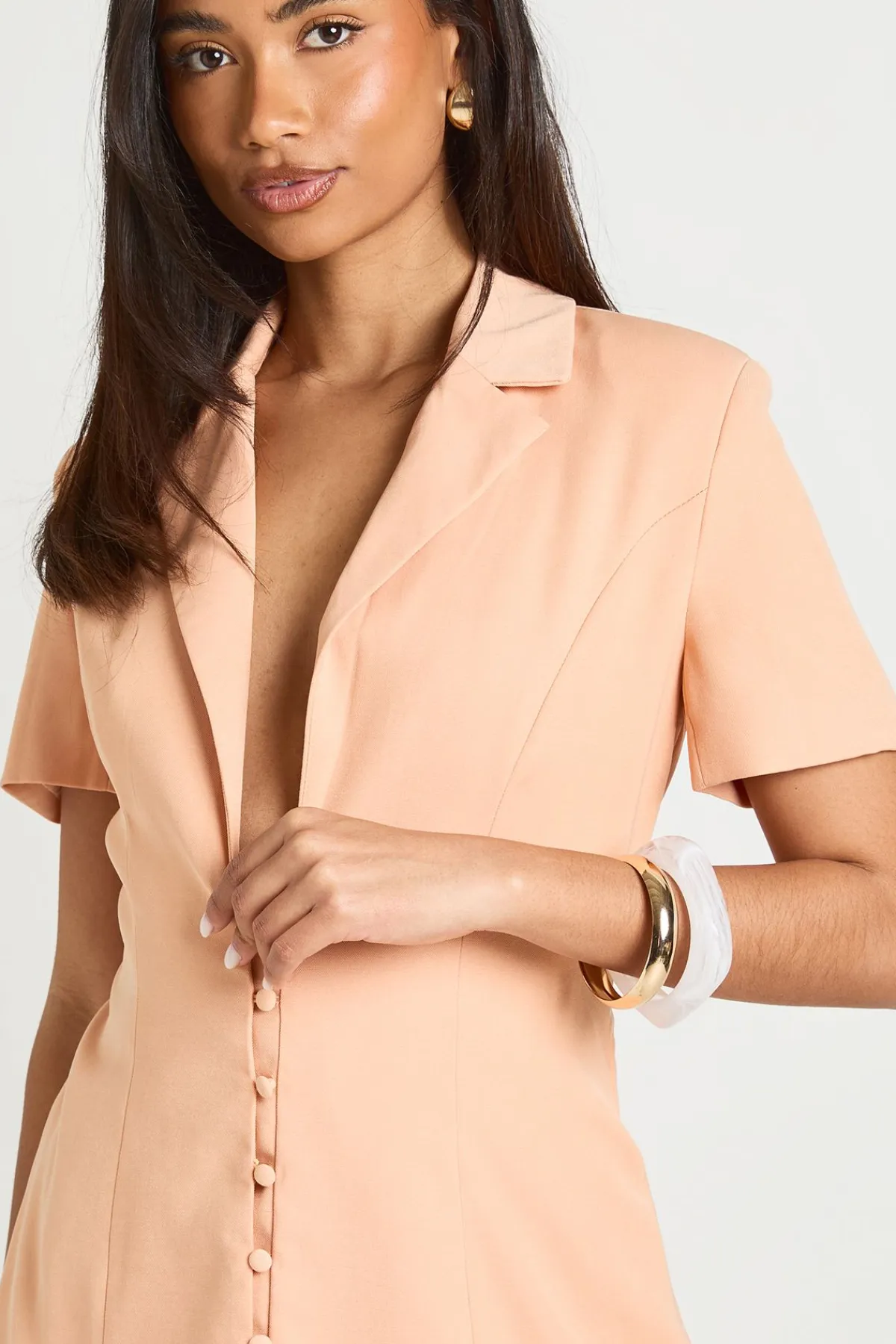 boohoo Combi-short Jupe-culotte Ajustée À Boutonnage Apparent<Femme Tailleurs|Combinaisons Et Combishorts