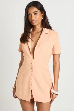 boohoo Combi-short Jupe-culotte Ajustée À Boutonnage Apparent<Femme Tailleurs|Combinaisons Et Combishorts
