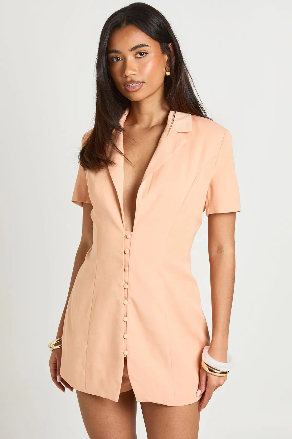 boohoo Combi-short Jupe-culotte Ajustée À Boutonnage Apparent<Femme Tailleurs|Combinaisons Et Combishorts