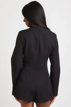 Combi-short Jupe-culotte À Manches Longues Coupe Tailleur