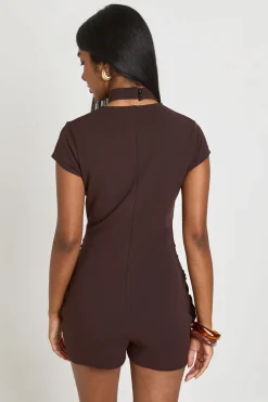 Combi-short À Manches Courtes Avec Détail Torsadé