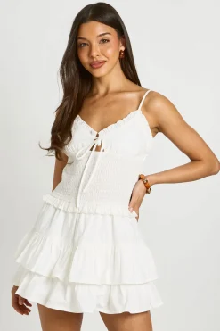 boohoo Combi-short Mini À Taille Froncée Et Buste Ruché<Femme Combinaisons Et Combishorts