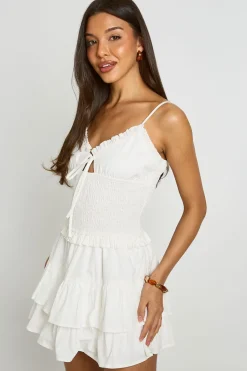 boohoo Combi-short Mini À Taille Froncée Et Buste Ruché<Femme Combinaisons Et Combishorts