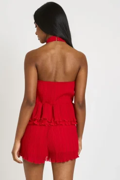 Combi-short Plissée À Encolure Dos-nu