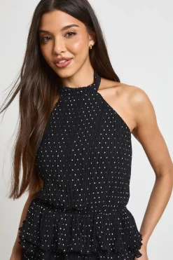 Combi-short Plissé À Pois Avec Col Licou