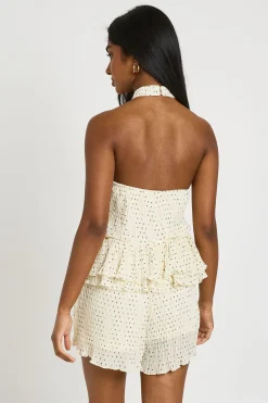 Combi-short Plissé À Pois Et Col Halter