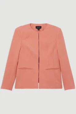 Compact Stretch Tailored Seam Detail Blazer
