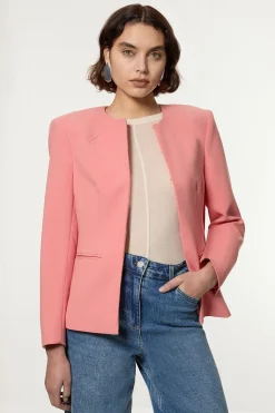 Compact Stretch Tailored Seam Detail Blazer