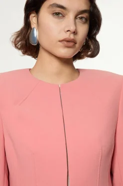Compact Stretch Tailored Seam Detail Blazer