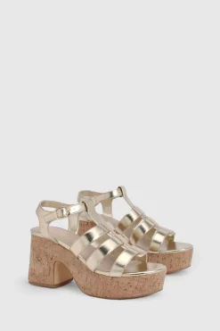 boohoo Compensées En Liège Style Gladiateur Métallisées< Chaussures Festives|Chaussures À Talons