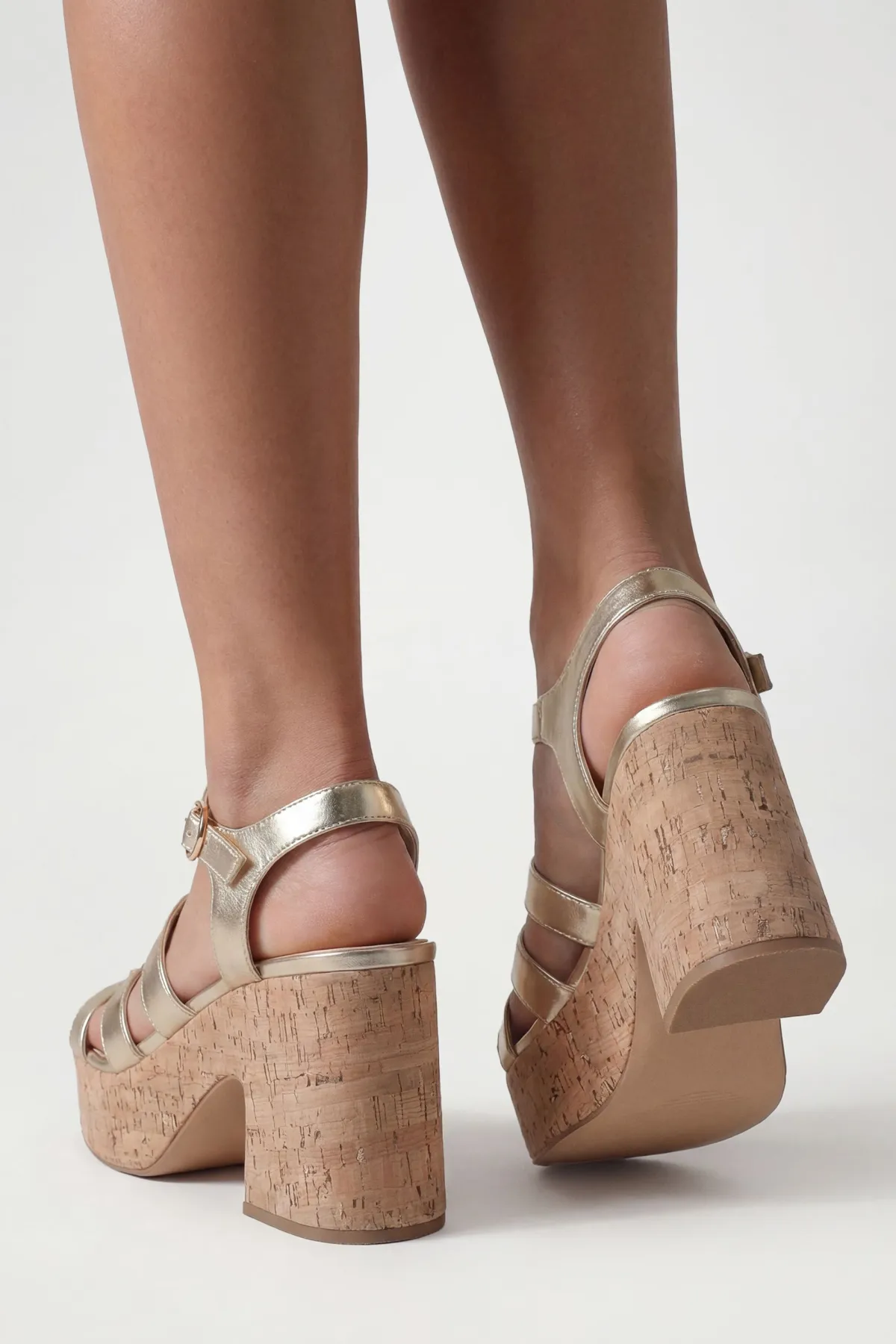 boohoo Compensées En Liège Style Gladiateur Métallisées< Chaussures Festives|Chaussures À Talons