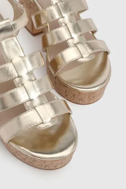 boohoo Compensées En Liège Style Gladiateur Métallisées< Chaussures Festives|Chaussures À Talons