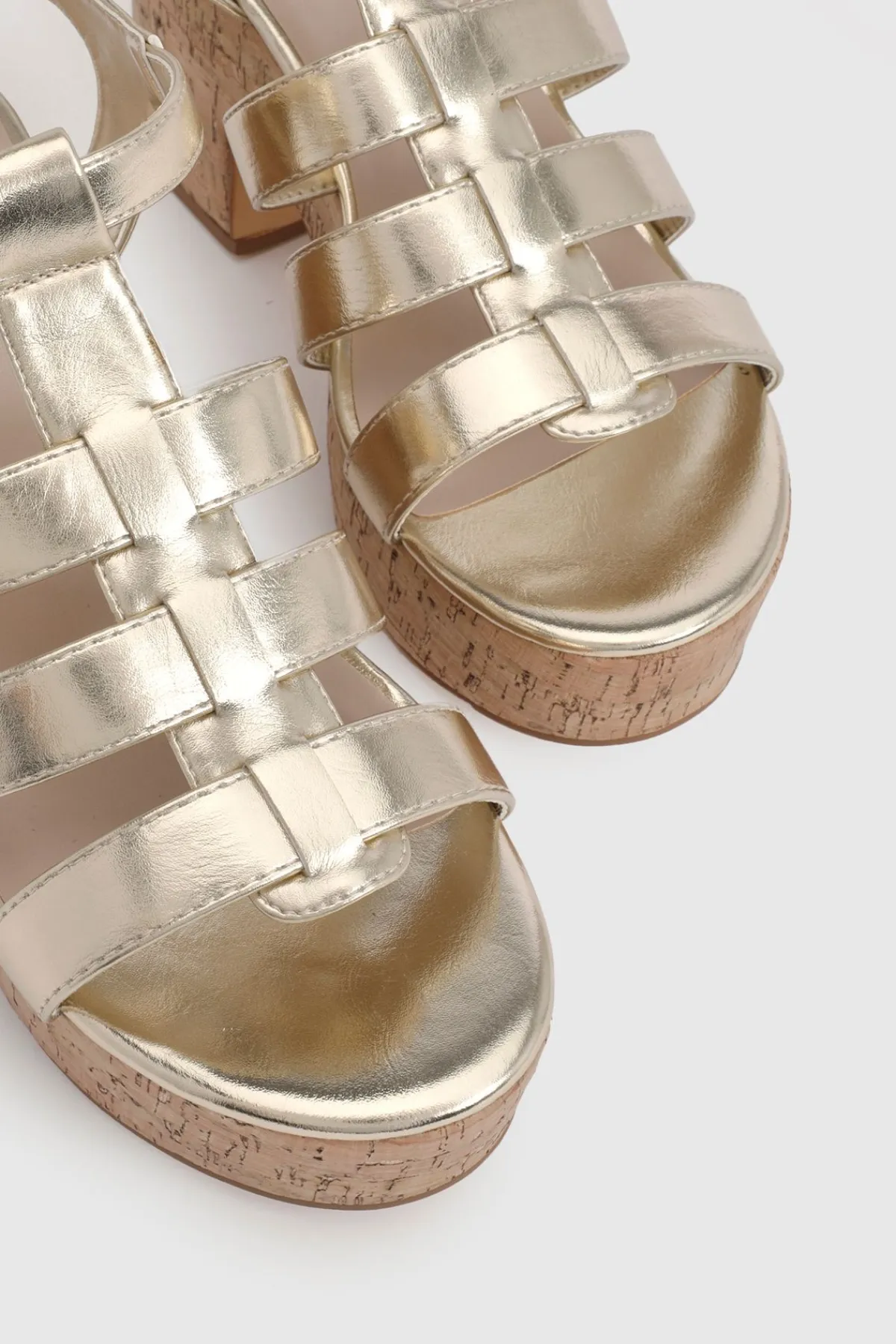 boohoo Compensées En Liège Style Gladiateur Métallisées< Chaussures Festives|Chaussures À Talons