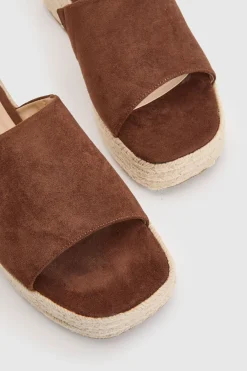 Compensées Espadrilles À Bout Carré En Synthétique